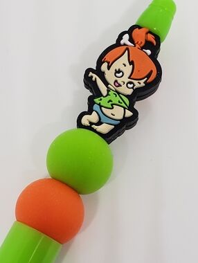 Handmade Flintstones Pebbles Flintstone Beaded Silicone Focal Bead Pen